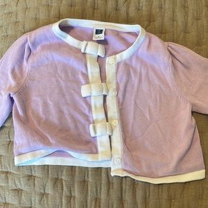 Light purple sweater with sweet bows down the front